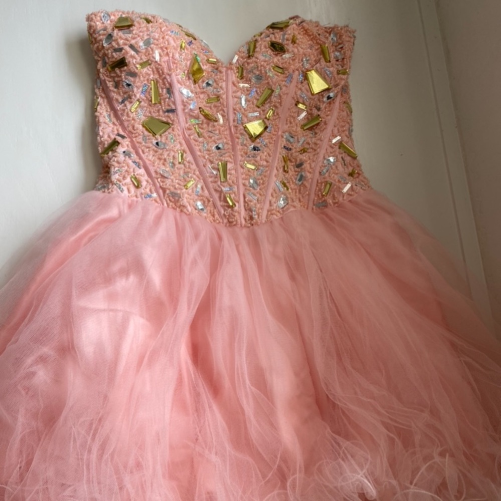 Elegant Strapless Pink Dress